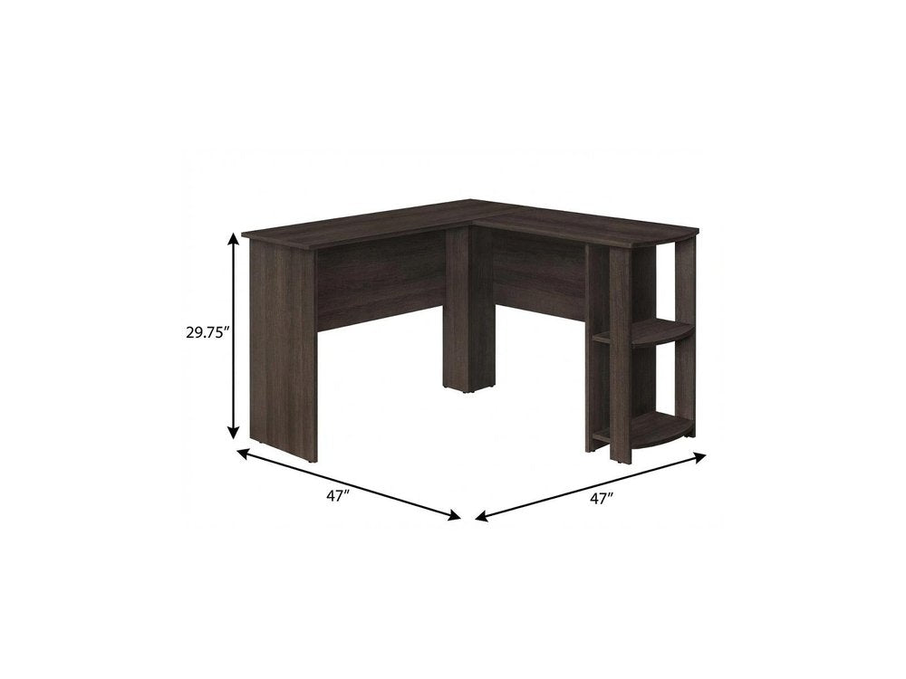 47" Brown Wood Corner Computer Desk