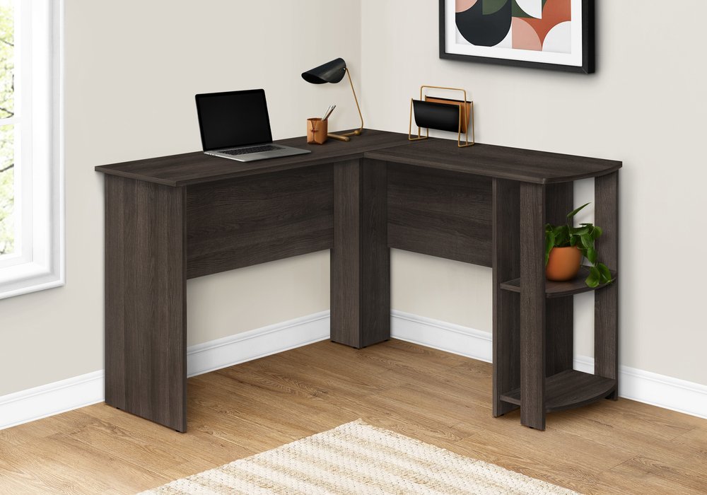 47" Brown Wood Corner Computer Desk