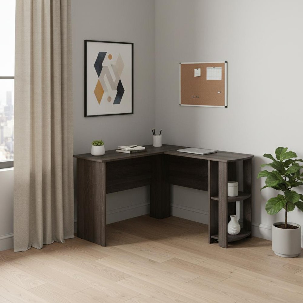 47" Brown Wood Corner Computer Desk