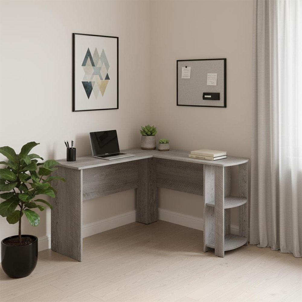 47" Gray Wood Corner Computer Desk