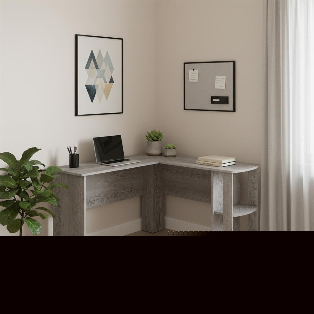 47" Gray Wood Corner Computer Desk