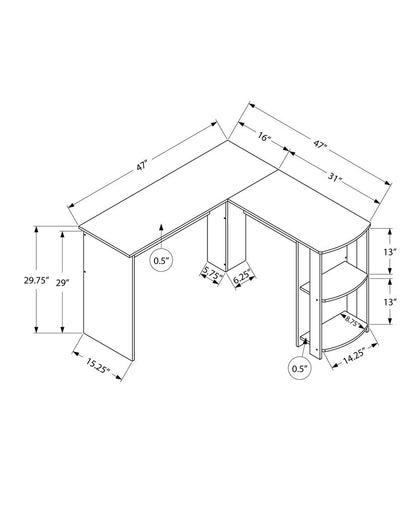 47" Gray Wood Corner Computer Desk