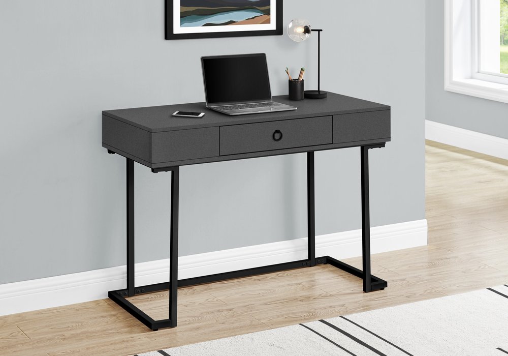 42" Gray and Black Wood and Metal Sled Computer Desk