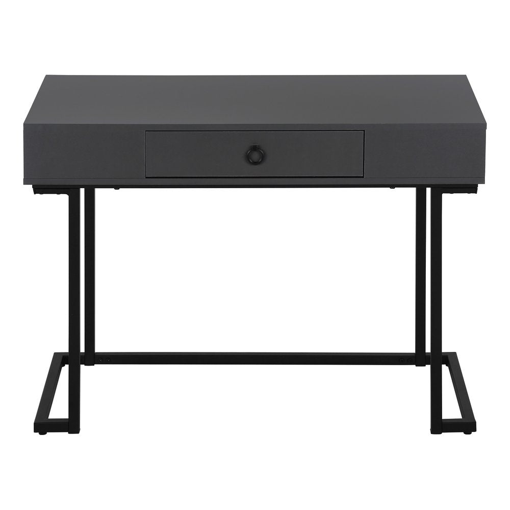 42" Gray and Black Wood and Metal Sled Computer Desk