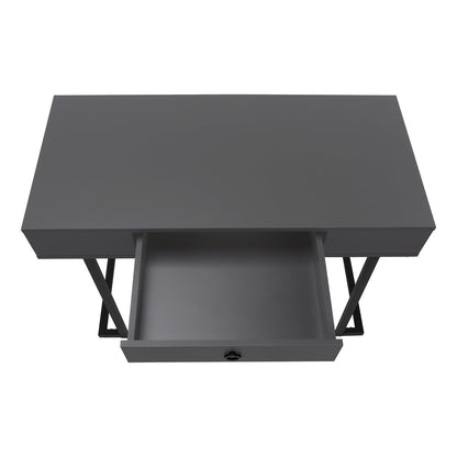 42" Gray and Black Wood and Metal Sled Computer Desk