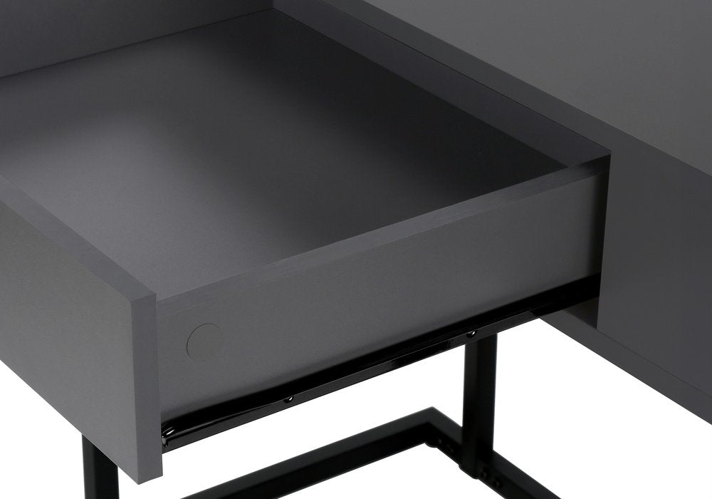 42" Gray and Black Wood and Metal Sled Computer Desk
