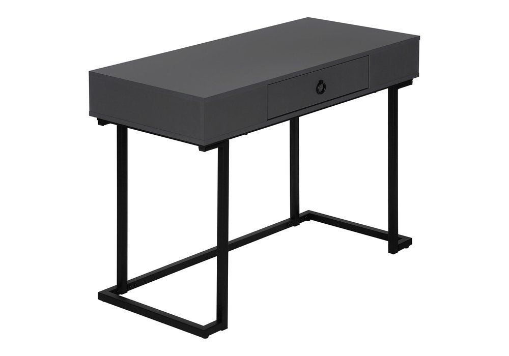 42" Gray and Black Wood and Metal Sled Computer Desk