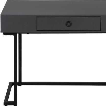 42" Gray and Black Wood and Metal Sled Computer Desk