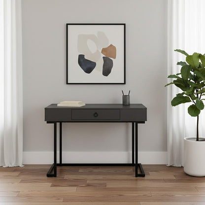 42" Gray and Black Wood and Metal Sled Computer Desk