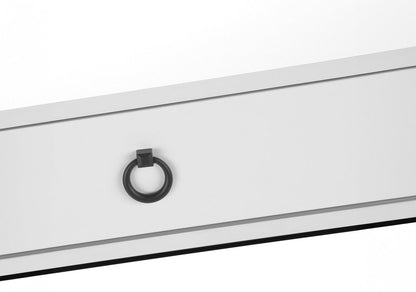 42" White and Black Wood and Metal Sled Computer Desk