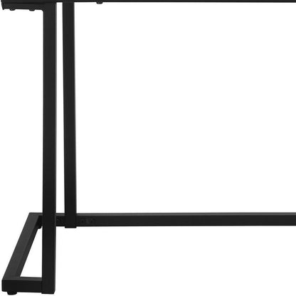 42" White and Black Wood and Metal Sled Computer Desk