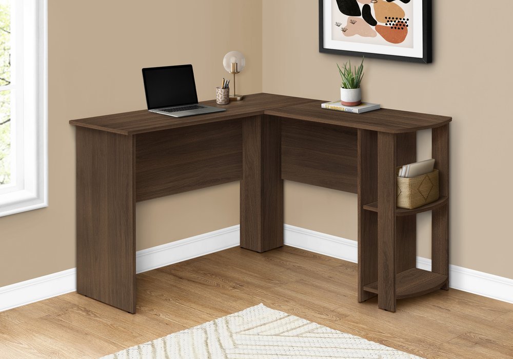 47" Brown Wood Corner Computer Desk