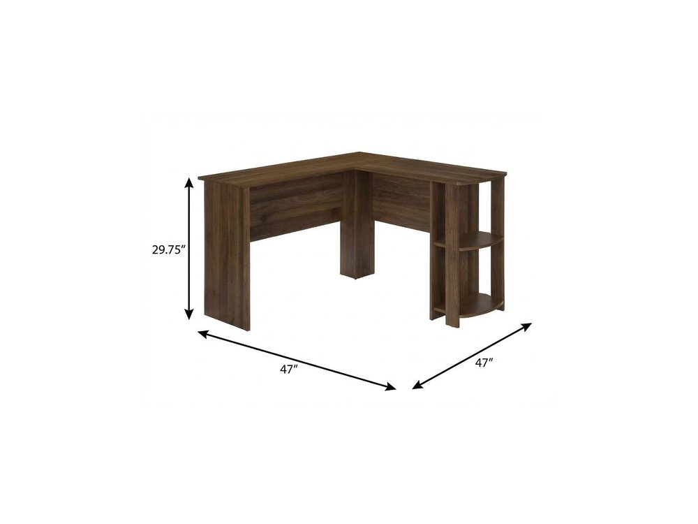 47" Brown Wood Corner Computer Desk
