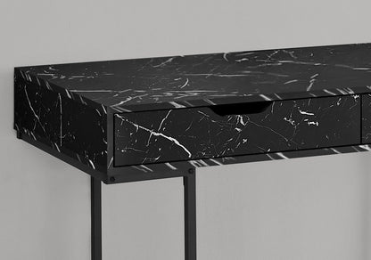 47" Black and White Wood and Metal H-Shape Computer Desk With Two Drawers