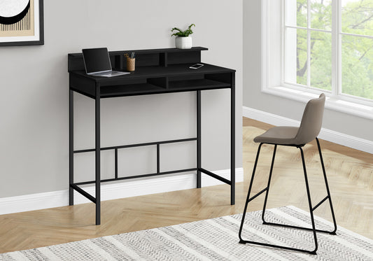 47" Black Wood and Metal H-Shape Computer Desk
