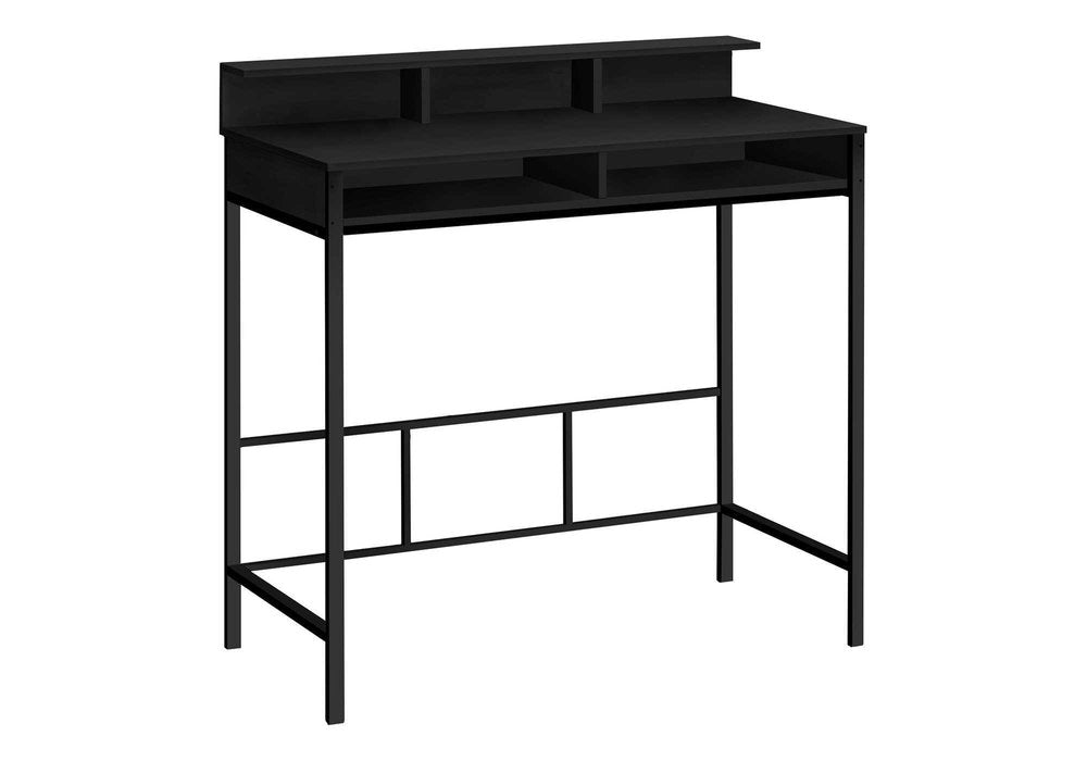47" Black Wood and Metal H-Shape Computer Desk