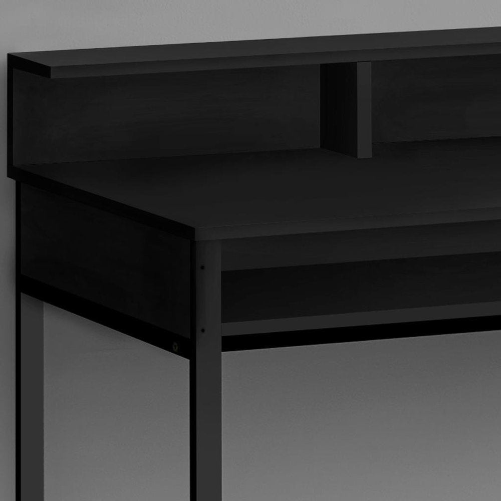 47" Black Wood and Metal H-Shape Computer Desk