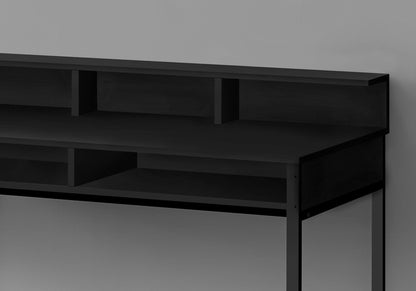 47" Black Wood and Metal H-Shape Computer Desk