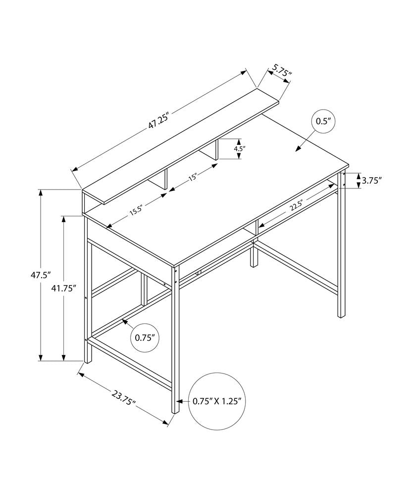 47" Taupe and Black Wood and Metal H-Shape Computer Desk