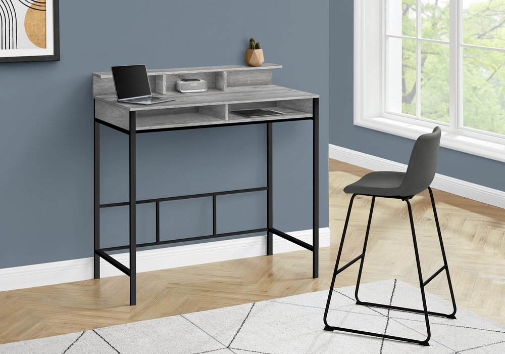 47" Gray and Black Wood and Metal Computer Desk