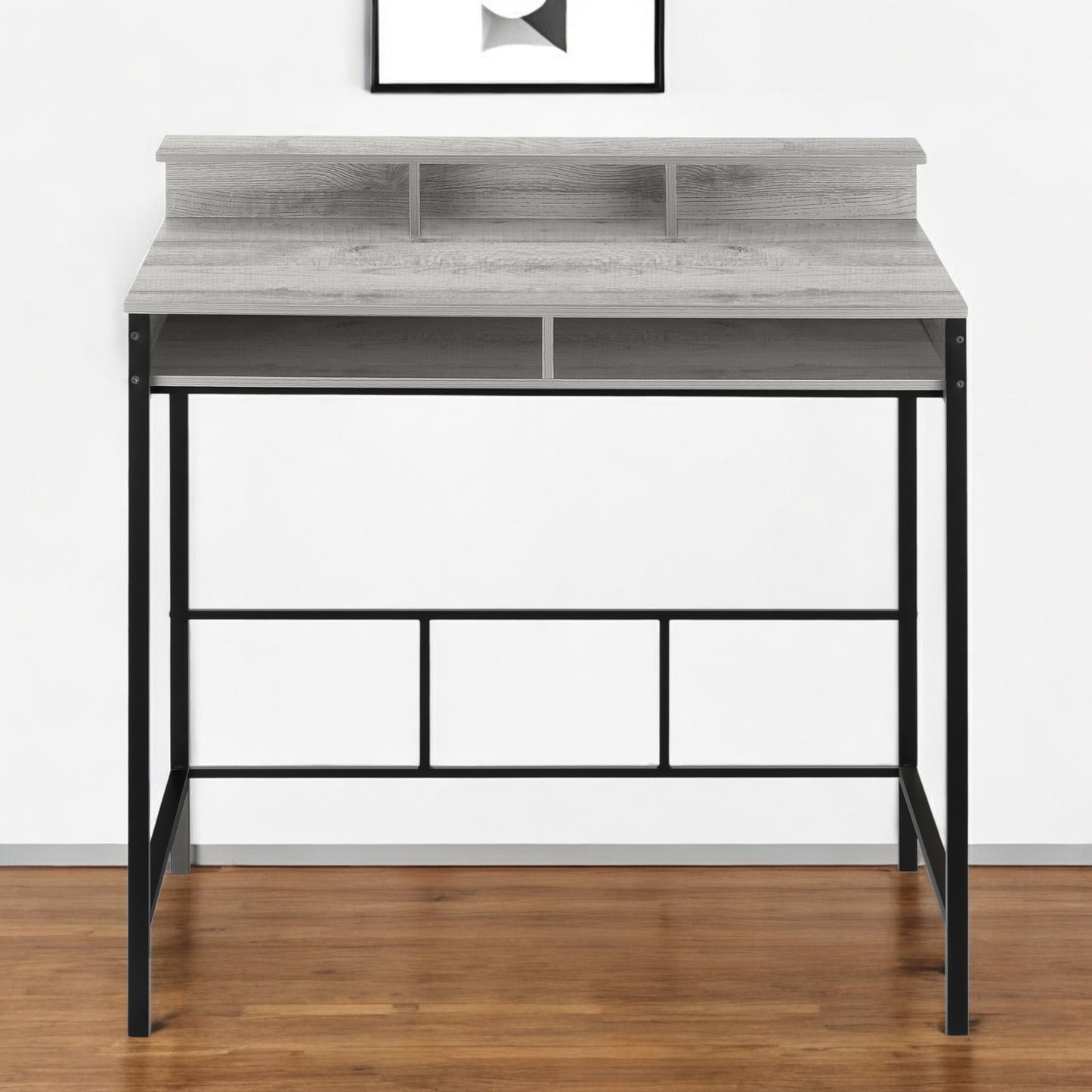 47" Gray and Black Wood and Metal Computer Desk
