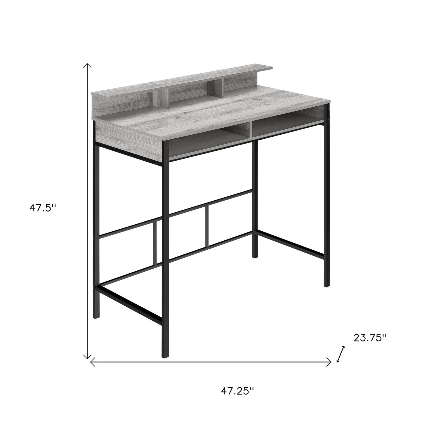 47" Gray and Black Wood and Metal Computer Desk