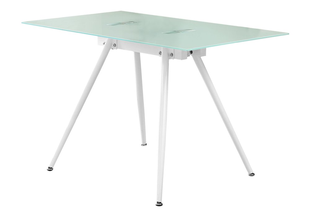 47" White Glass and Metal Computer Desk