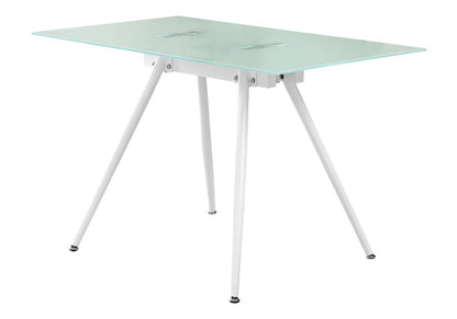 47" White Glass and Metal Computer Desk