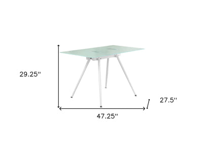 47" White Glass and Metal Computer Desk