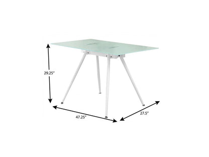 47" White Glass and Metal Computer Desk