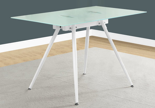 47" White Glass and Metal Computer Desk