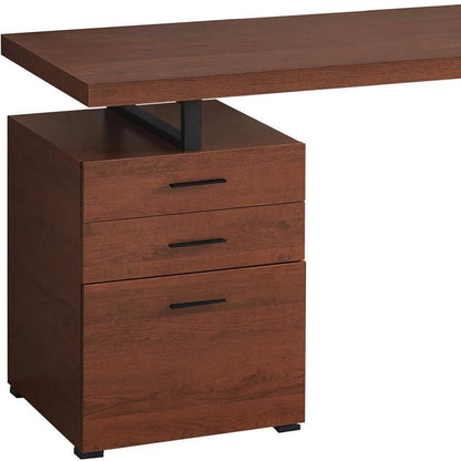 47" Brown and Black Wood and Metal Sled Computer Desk With Three Drawers
