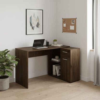 46" Brown Wood L Shape Computer Desk