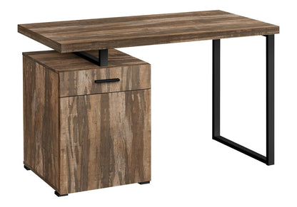 47" Brown and Black Wood and Metal Sled Computer Desk
