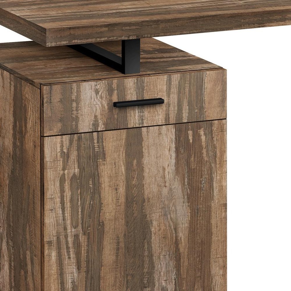47" Brown and Black Wood and Metal Sled Computer Desk