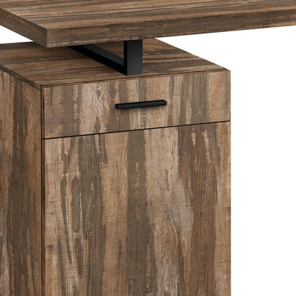 47" Brown and Black Wood and Metal Sled Computer Desk