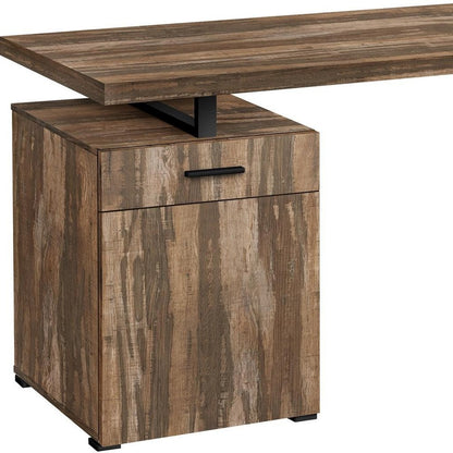 47" Brown and Black Wood and Metal Sled Computer Desk