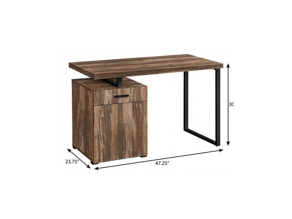 47" Brown and Black Wood and Metal Sled Computer Desk