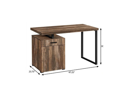 47" Brown and Black Wood and Metal Sled Computer Desk