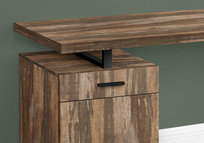 47" Brown and Black Wood and Metal Sled Computer Desk