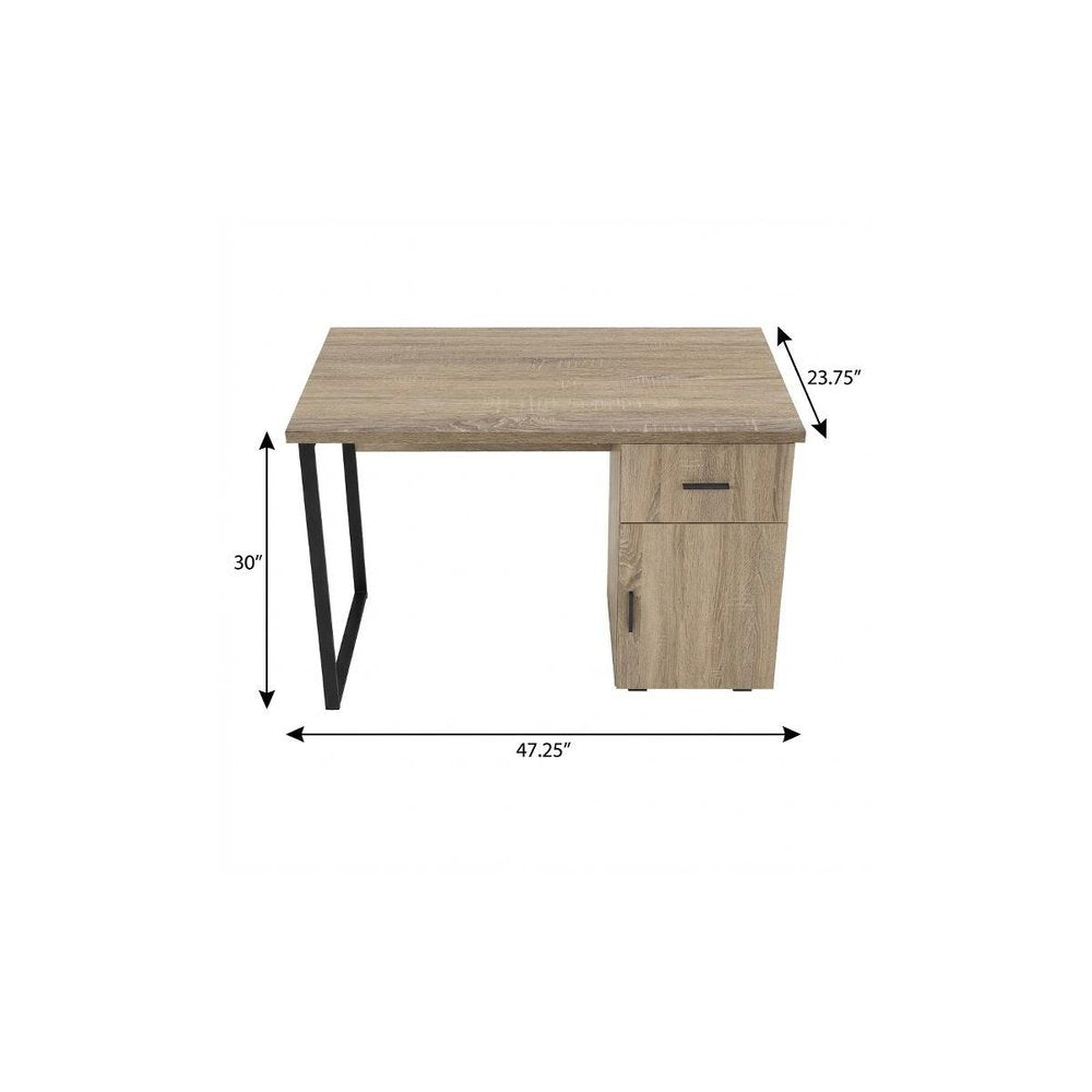 47" Taupe and Black Wood and Metal Sled Computer Desk