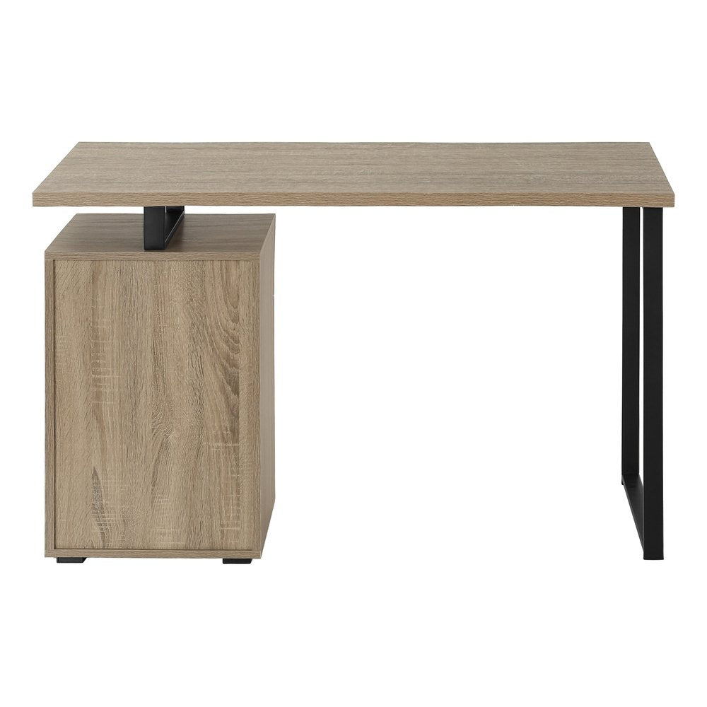 47" Taupe and Black Wood and Metal Sled Computer Desk