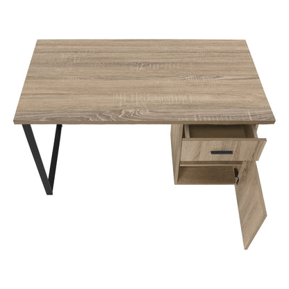 47" Taupe and Black Wood and Metal Sled Computer Desk