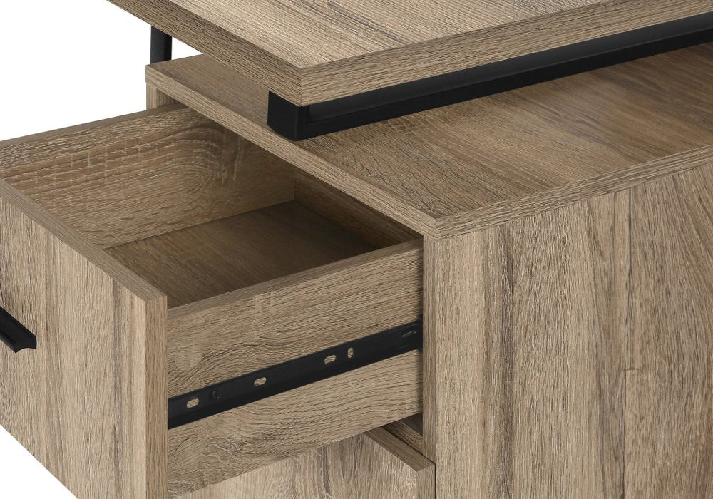 47" Taupe and Black Wood and Metal Sled Computer Desk