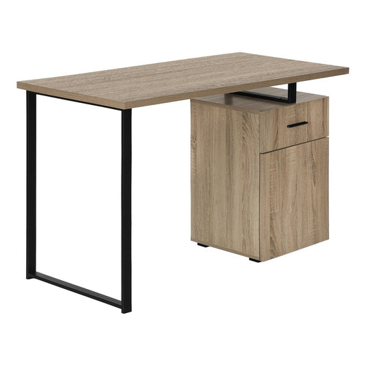47" Taupe and Black Wood and Metal Sled Computer Desk