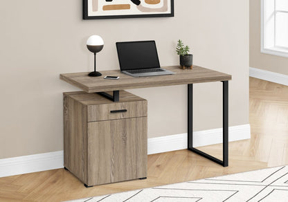 47" Taupe and Black Wood and Metal Sled Computer Desk