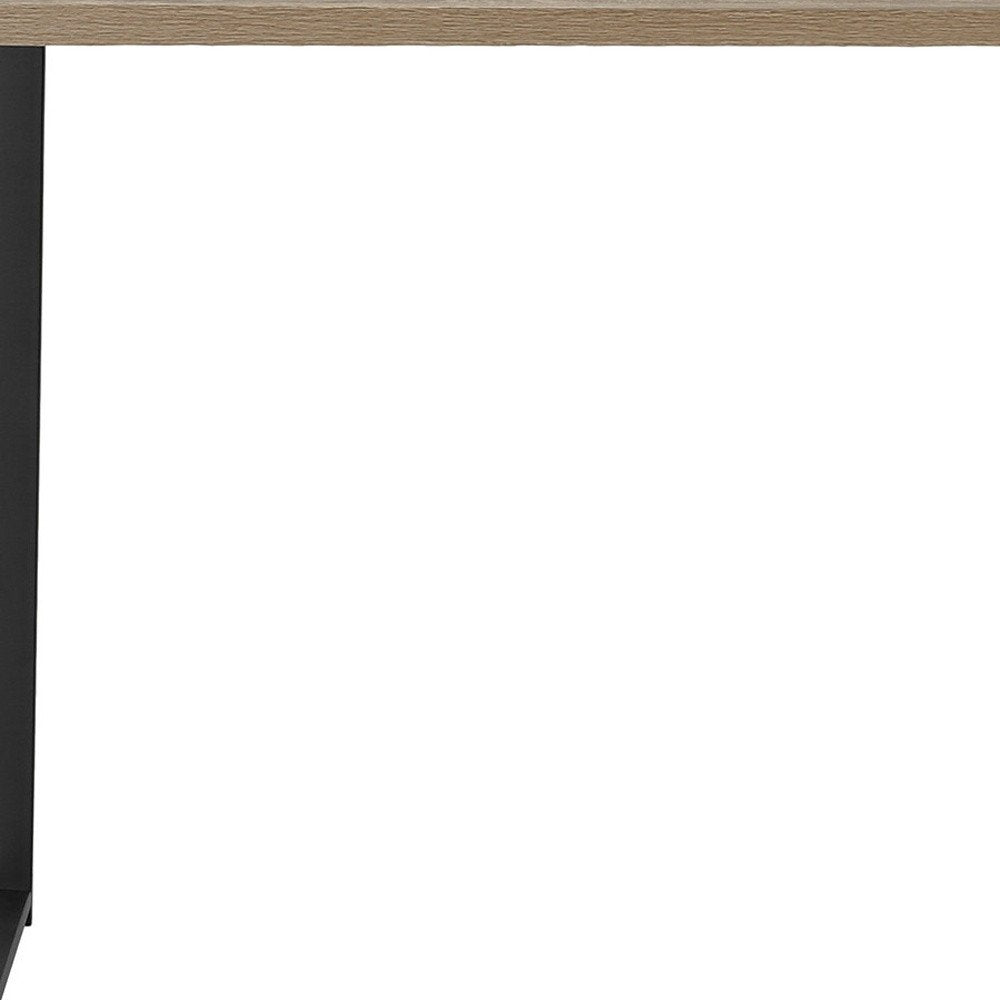 47" Taupe and Black Wood and Metal Sled Computer Desk