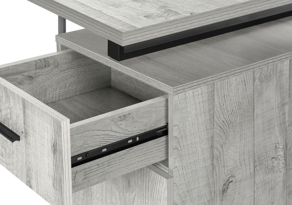 47" Gray and Black Wood and Metal Sled Computer Desk