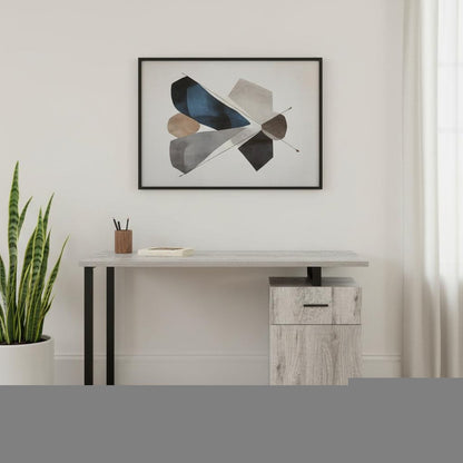 47" Gray and Black Wood and Metal Sled Computer Desk