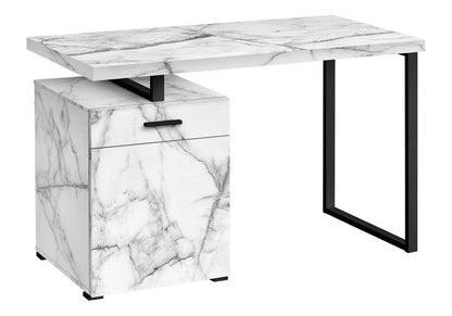 47" White and Black Wood and Metal Sled Computer Desk